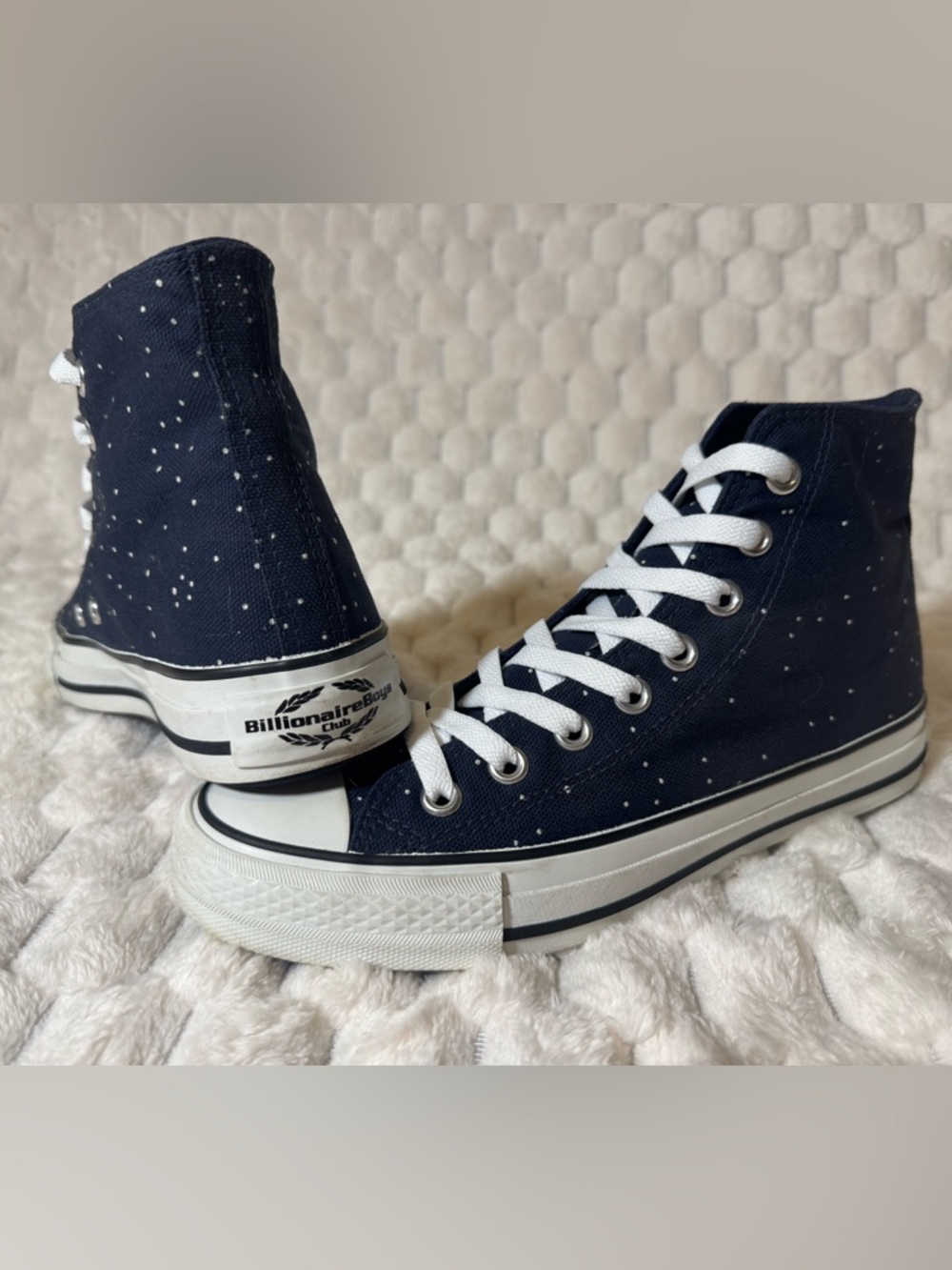 Billionaire Boys Club Dark Navy Canvas High-Top Sneakers with Stars